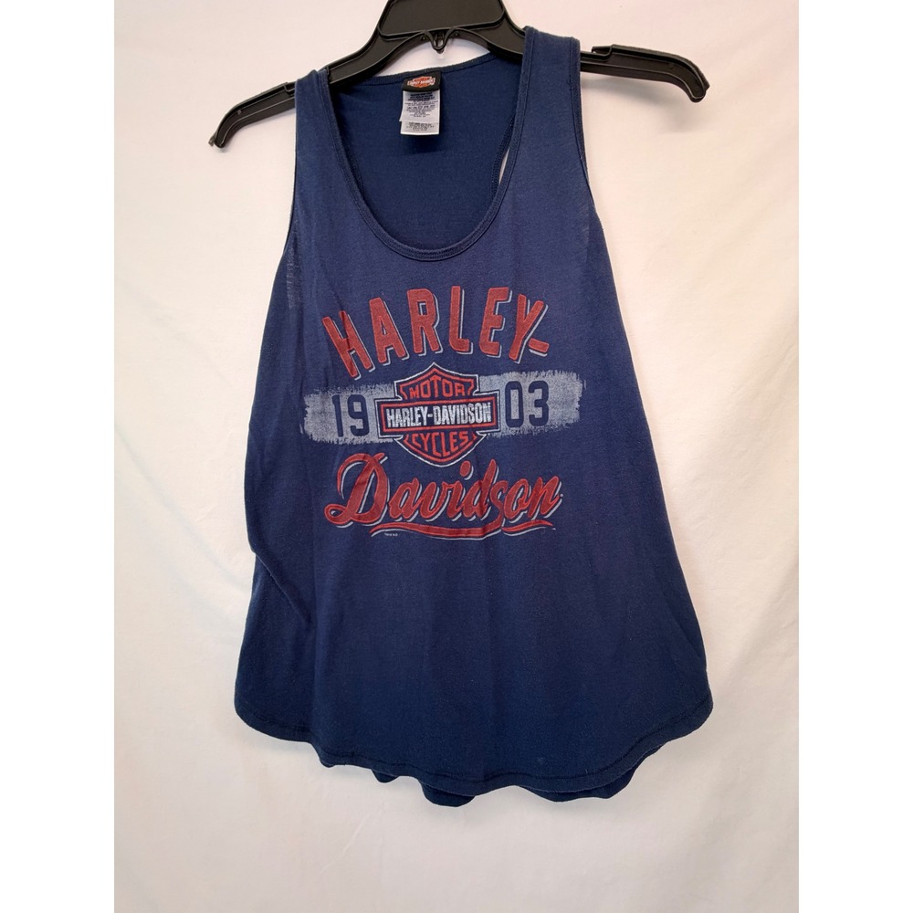 Harley-Davidson Womens Navy Blue Graphic Racerback Tank Top Winston-Salem NC M